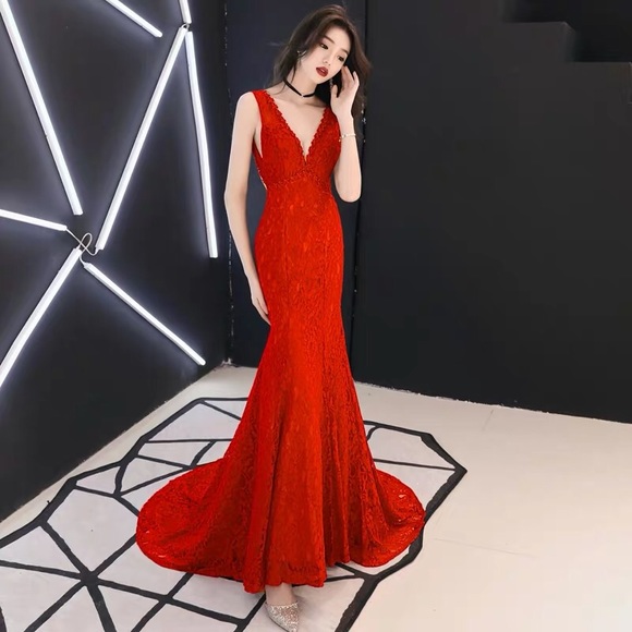 Beautiful red gown used for my wedding reception - Picture 2 of 3